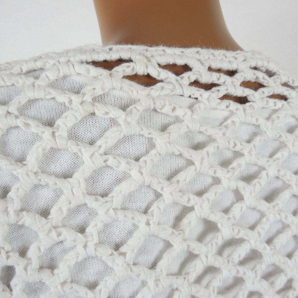 JOHN PAUL RICHARD Top M Heavy Crochet Crop Shirt w/Attached Knit Tank Casual - Picture 8 of 11
